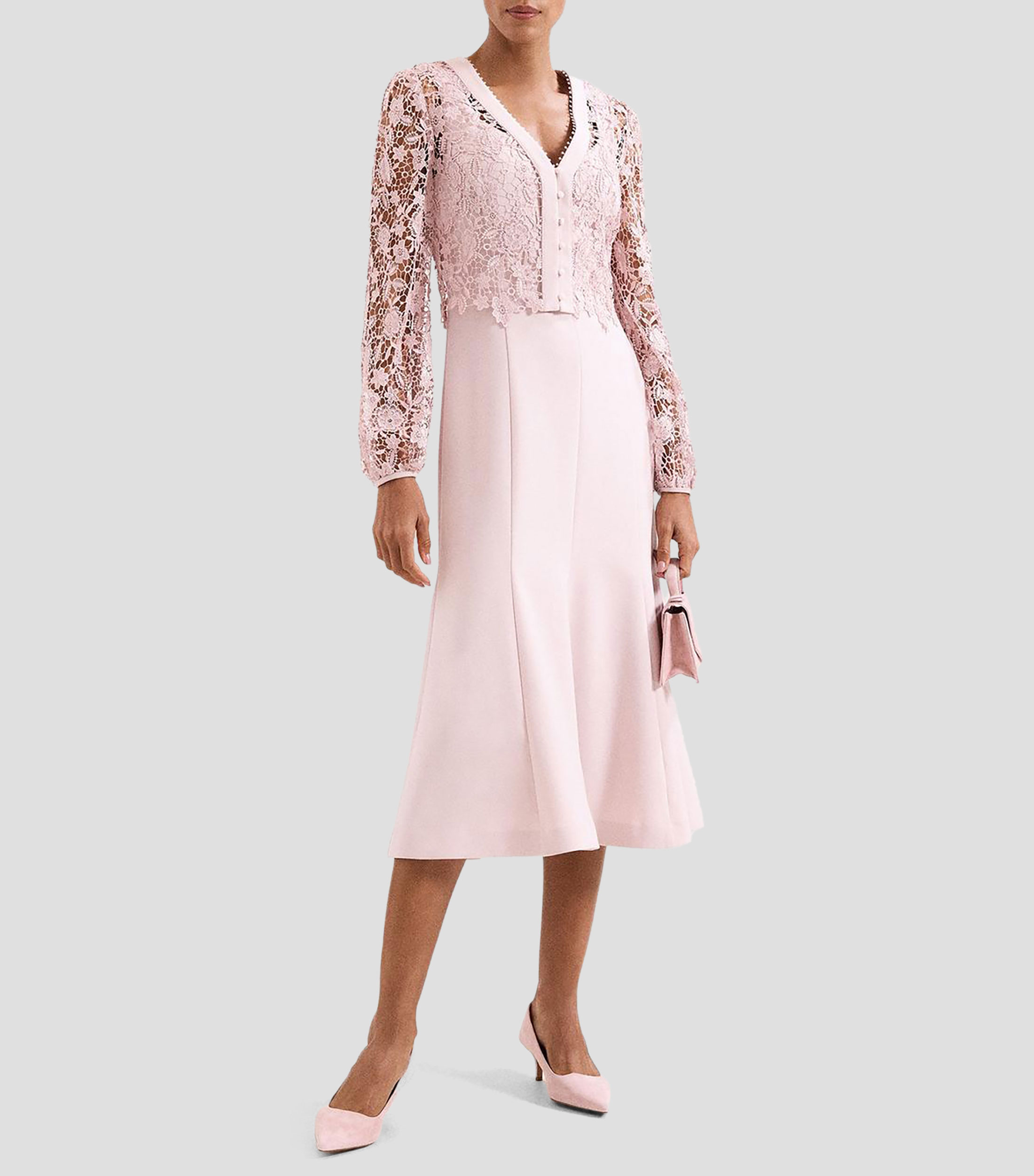 Vestido midi de manga larga sólido Ayumi Mujer